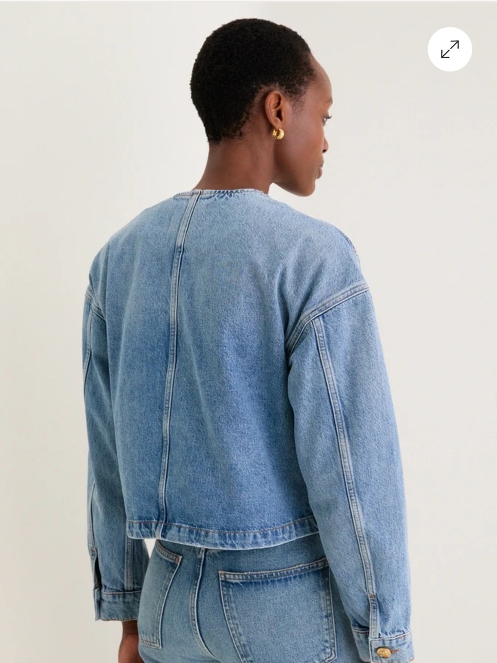 Tuckernuck- Anine Bing Light Blue Denim Jacket with Gold Buttons - Picture 6 of 9
